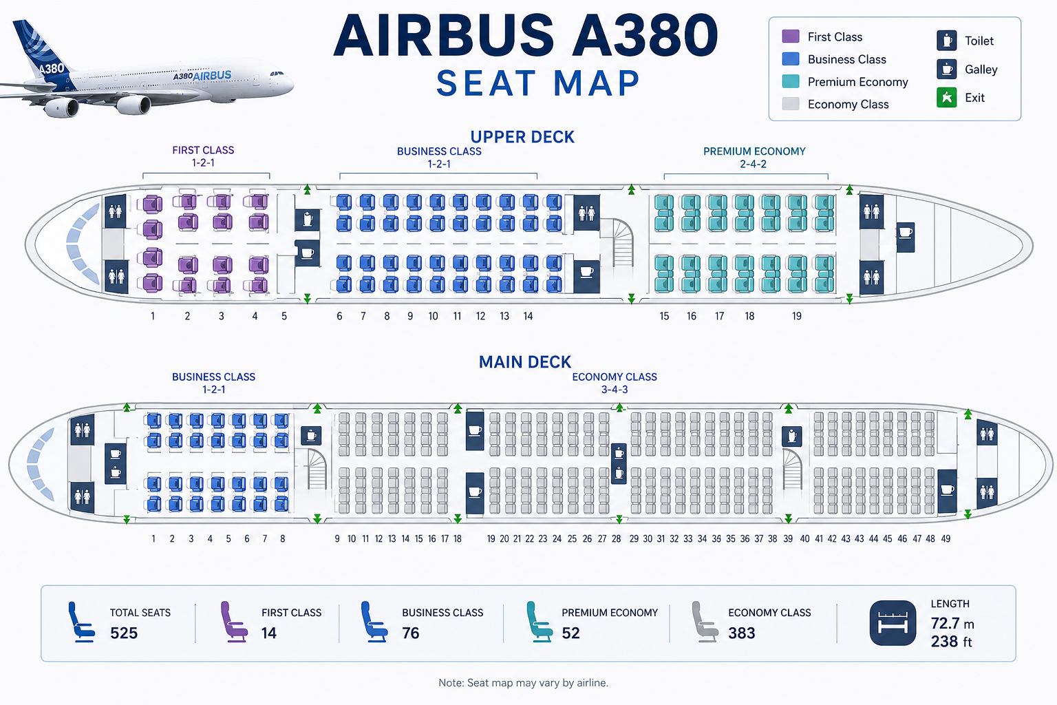 Airbus A380 Seat Map